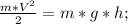 \frac{m*V^2}{2}=m*g*h;\\