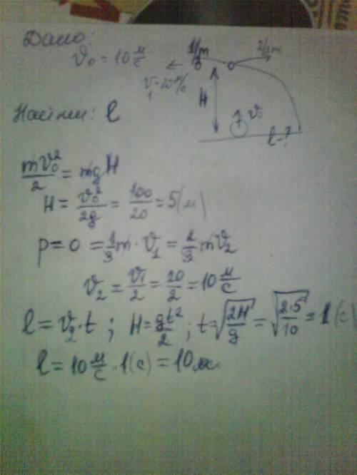 Начальная скорость снаряда,выпущенного из пушки вертикально верх,равна 10 м/с в точке максимального