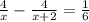 \frac{4}{x}-\frac{4}{x+2}=\frac{1}{6}