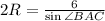 2R=\frac{6}{\sin\angle BAC}