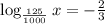 \log_\frac{125}{1000}x=-\frac{2}{3}