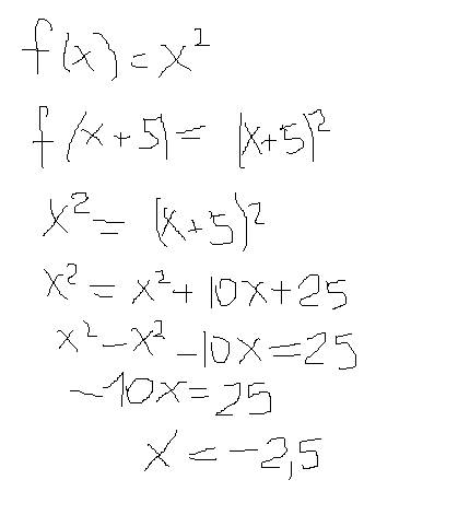 Дана функция у=f(x),где f(x)=x².при каких значениях х верно равенство f(x)=f(x+5)? !