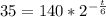 35=140*2 ^{- \frac{t}{6} }