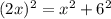 (2x)^2=x^2+6^2