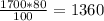 \frac{1700*80}{100}=1360