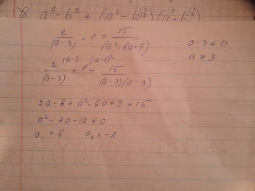 Решите уравнение (2): (а-3)+1=(15): (а^2-6а+9) все деления это черты дроби