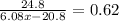 \frac{24.8}{6.08x-20.8}=0.62