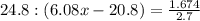 24.8:(6.08x-20.8)=\frac{1.674}{2.7}