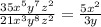 \frac {35x^5y^7z^2}{21x^3y^8z^2}=\frac {5x^2}{3y}