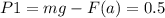 P1=mg-F(a)=0.5