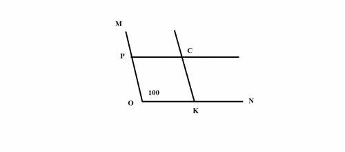 Постройте угол 100 градусов отметьте точку с проведитечерез точку с прямые паралельные сторонам угла