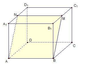 Постройте сечение куба abcda1b1c1d1, проходящее через прямую ab и середину ребра b1c1. определить ви