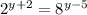 2^{y+2}=8^{y-5}