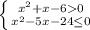 \left \{ {{x^{2}+x-60} \atop {x^{2}-5x-24\leq0}} \right.