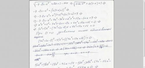 Найдите все значения а,при каждом из которых уравнения ax+корень -7-8x-x2=2a