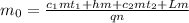 m_0=\frac{c_1mt_1+hm+c_2mt_2+Lm}{qn}