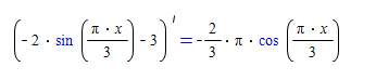 Y=-2sin(пt/3)-3 найти производную по времени t !