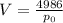 V=\frac{4986}{p_0}