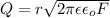 Q=r\sqrt{2\pi \epsilon \epsilon_o F}