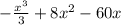 -\frac{x^3}{3} + {8x^2} - 60x