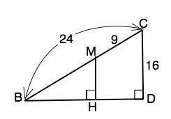 Впрямоугольном треугольнике bcd из точки m гипотенузы bc проведен перпендикуляр mh к стороне bd. най