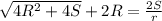 \sqrt{4R^2+4S}+2R=\frac{2S}{r}