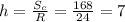 h=\frac{S_c}{R}=\frac{168}{24}=7