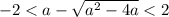 -2<a-\sqrt{a^2-4a}<2