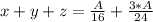 x+y+z=\frac{A}{16}+\frac{3*A}{24}