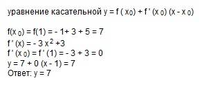 Составте уравнение касательной к функции в точке : y= -x3(в кубе)+3x+5, x0(нулевой)=1