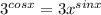 3^{cosx}=3x^{sinx}