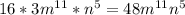 16*3 m^{11}* n^{5}= 48 m^{11}n^{5}