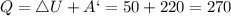 Q=\mathcal4U+A`=50+220=270