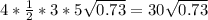 4 * \frac{1}{2}*3*5\sqrt{0.73}}=30\sqrt{0.73}