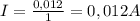 I=\frac{0,012}{1}=0,012A