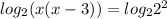 log_{2}(x(x-3))=log_{2}2^2