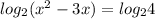 log_{2}(x^2-3x)=log_{2}4