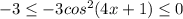 -3 \leq -3cos^{2}(4x + 1) \leq 0