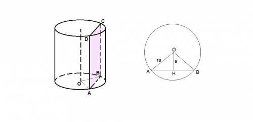 Вциліндрі паралельно його осі і на відстані 6 см від неї проведено переліз,площа якого 160 см2.обчис