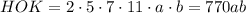 HOK=2\cdot 5\cdot 7\cdot 11\cdot a\cdot b=770ab