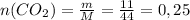 n(CO_2)=\frac{m}{M}=\frac{11}{44}=0,25