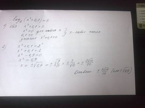 Log по основанию 2(х в квадрате+0.1)=0