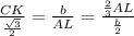 \frac{CK}{\frac{\sqrt3}{2}}=\frac{b}{AL}=\frac{\frac{2}{3}AL}{\frac{b}{2}}