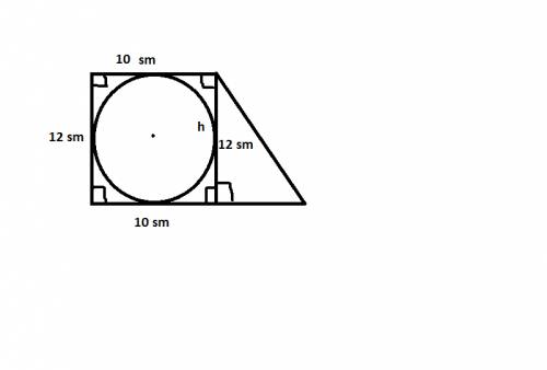 Радиус окружности, вписанной в прямоугольную трапецию, равна 6 см. вычислить площадь трапеции, если