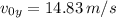 v_{0y}=14.83\,m/s