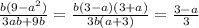 \frac{b(9-a ^{2}) }{3ab+9b} = \frac{b(3-a)(3+a)}{3b(a+3)} = \frac{3-a}{3}