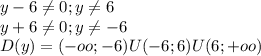 y-6 \neq 0 ; y \neq 6 \\y+6 \neq 0;y \neq -6 \\ D(y)=(-oo;-6)U(-6;6)U(6;+oo)