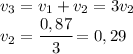 v_3=v_1+v_2=3v_2\\v_2=\cfrac{0,87}{3}=0,29