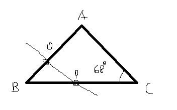 1)в равнобедренном треугольнике abc с основанием bc, угол c равен 68 градусам, прямая параллельная с
