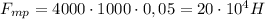 F_{mp}=4000\cdot 1000\cdot 0,05=20\cdot 10^4H